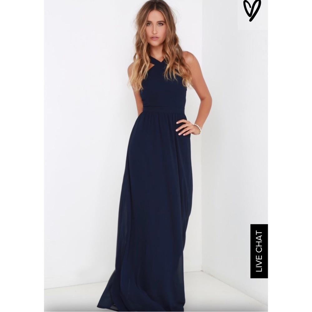 AIR OF ROMANCE NAVY BLUE MAXI DRESS LULUS